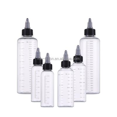 China Rotatable Opening To Control Transparent Flow Measurement Scale Graduated Line Juice 30ml 60ml 100ml 120ml 150ml 180ml 6oz 4oz 2oz Clear PET Twist Cap Plastic Bottle for sale