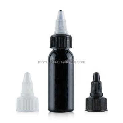 China Rotatable opening to control flow rate Squeeze 30ml 50ml 60ml 100ml 120ml 150ml 180ml 4oz 6oz 5oz Opaque Black PET Clear Ink Sauce Juice Fruit Twist Cap Plastic Bottle for sale