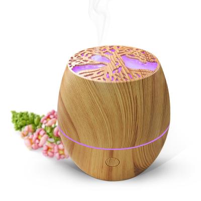 China Plant 120ML Wood Grain Essential Oil Car Aroma Diffuser USB Car Life Electric Cool Mist Tree Mini Ultrasonic Humidifier for sale