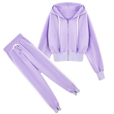 China Autumn and winter viable hooded jacket female student running two-piece casual sportswear suit lounge wear for sale