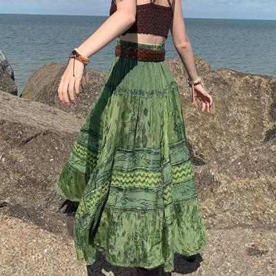 China Forest Retro Elastic Lace Long Spring Viable New and Green Women's Fresh Skirts 2022 for sale