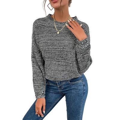 China 2022 Anti-wrinkle Women's Autumn New Lazy Round Neck Mixed Color Black And White Sweater for sale