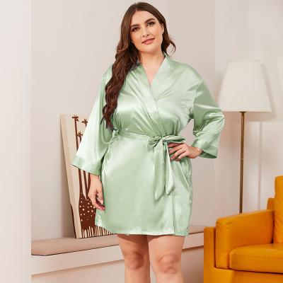 China 2021 fashion QUICK DRY morning robe plus size ice silk bathrobe summer size women's long robe home service for sale