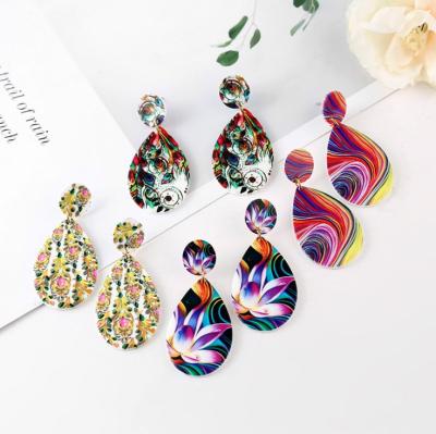 China 2021 European fashion exaggerated fashion pattern custom made earrings creative European drop earrings acetate stud earrings wholesale for sale