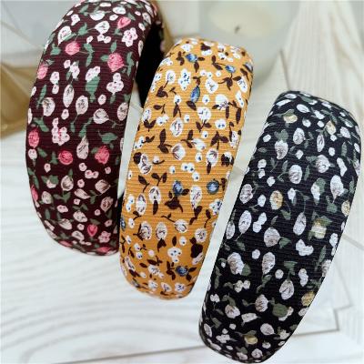 China Popular new summer style spring and flower retro terry sponge headband women wide side thick terry girl headband wholesale for sale