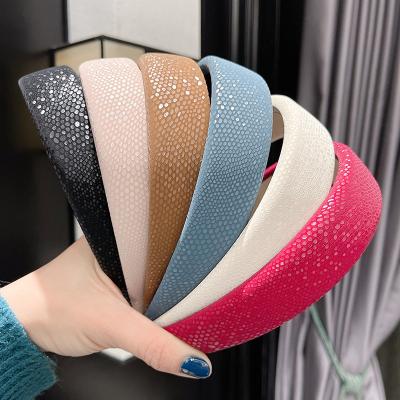 China European and American style 2022 spring and summer new PU sponge headband leather plain measures headband women wholesale for sale