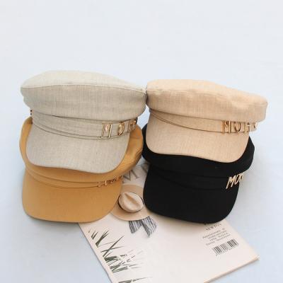 China Wholesale Picture Spring and Summer Navy Women's Fashion Flat Top Hats Letter Duck Tongue Hat for Girls for sale