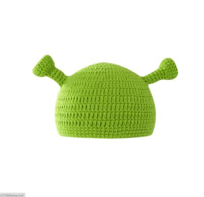 China New Winter COMMON Cute Warm Sweater Knitted Hat Men And Women Party Green Monster Shrek Cartoon Hat Creative Funny Wholesale for sale