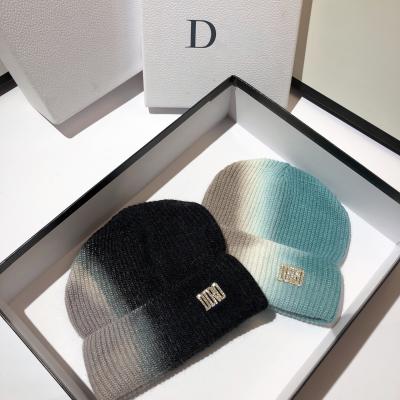 China NEW COMMON winter tie-dye knitted warm hat rabbit fur wool hat custom contrast color men and women diamond letter hats wholesale for sale