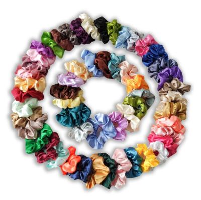 China Popular fashion fabric large intestine scrunchies hair band for women wholesale 54 color satin scrunchies hair accessories for sale