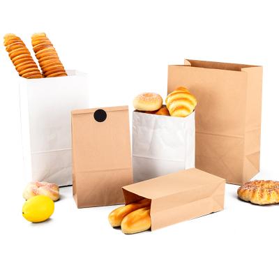 China Recycled Brown Hamburger Food Materials Bread Packaging Bag Recycled Oil Proof Kraft Paper Bag Customize Your Design And Logo for sale