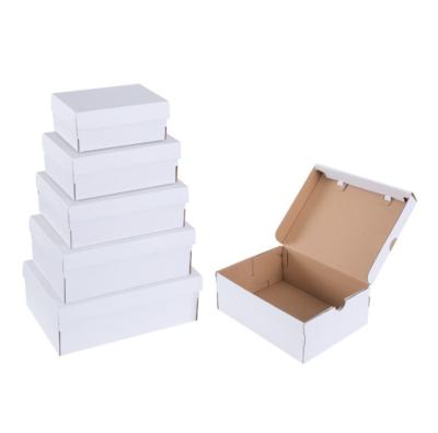 China Recycled Materials Wholesale Corrugated White Clamshell Cardboard Express Folding Kraft Paper Box For Women Men And Kids Shoes for sale