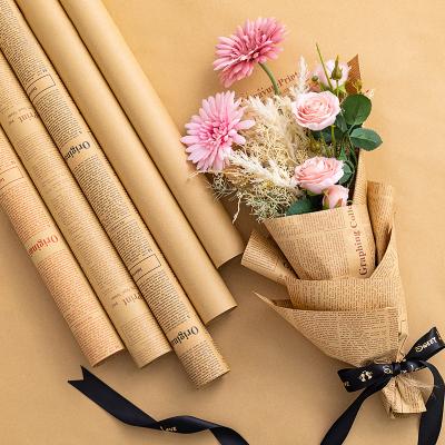 China Recyclable 10pcs/bag 50*70CM Vintage Newspaper Wrapping Paper Decorative Bouquet Wrapping Paper for Packing Fresh Flower or Gift for sale