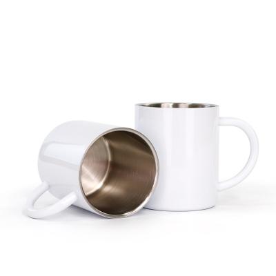 China Modern 300ML Stainless Steel White Mugs Heat Sublimation DIY Children Water Cups Party Mug coffee Tumbler for sale