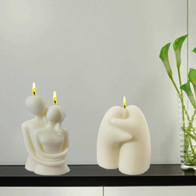 China Sustainable Warm hug IP cute portrait scented candle silicone mold creative lovers plaster decoration handmade diy for sale