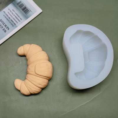 China New Breakfast Croissant Simulation Bread Candle Aroma Handmade Silicone Mold Viable Cake Bread Baking Decoration for sale