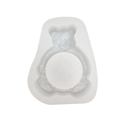 China Aromatherapy 3D Viable Unique Bear Edible Silicone Candle Mold for sale