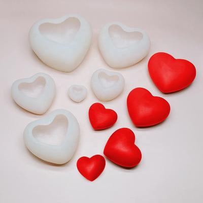 China New DIY Cake Silicone Candle Mold Love Size Hole Homemade Chocolate Baking Mold Simple Viable for sale