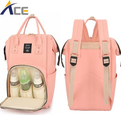 China New Water Resistant Oxford Maternity Cloth Hanging Portable Hutch Mommy Pink Luxury Diaper Bag for sale