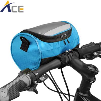 China Multiple Blue Tube Bike Frame Travel Use Storage Bicycle Front Handlebar Bag for sale