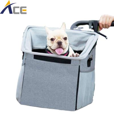 China Breathable Multifunctional Folding Bicycle Basket Airline Approved Carrier Pet Bag for sale