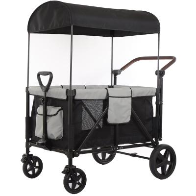 China Carry Baby Baby Kid Wagon Folding Stroller With Canopy Children Bench 2 Seats Heavy Duty Wagon for sale