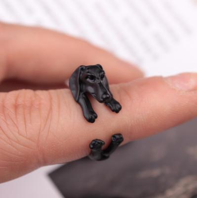 China Fashionable Big Ears Pug Pet Lighters Dogs Pull Rings For Pets Ring Jewelry Resizable Animal Women Boys for sale