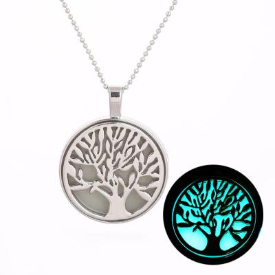 China ALLOY New Fashion Tree Of Life Shaped Pendant Necklace Silver Plated Glowing In Dark Necklace Luminous Pendant for sale