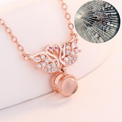 China Wholesale Fashion Women Necklace Pendant Jewelry 100 Languages ​​Romantic Projection I Love You Gift for sale