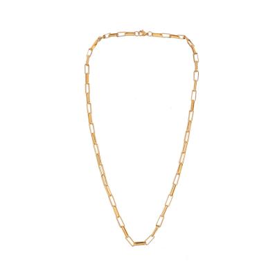 China New Trendy 18K Square Paperclip Chain Link Stainless Steel Gold Plated Mens Necklace Jewelry for sale