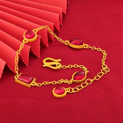 China Hot Sale Fashion Wholesale Jewelry Bracelet High Quality Oval Round Ruby Gold Plated Brass Women Bracelet For Gift for sale