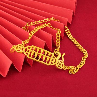 China Trendy 24k Gold Bangle Design Vietnam Sand Gold Dubai Gold Chain Link Abacus Charms Creative Bracelets For Women Girls for sale