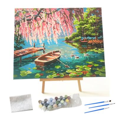 China Modem E-049 DIY Oil Painting By Numbers Kit With 24 Colors 40x50 30x40cm Canvas With Brushes Paint By Numbers for sale