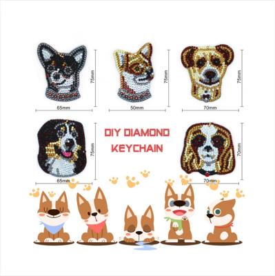 China XYL-P058 Modern Handmade Dog Crafts 5D Diamond Painting Kit Keychain 5Pcs DIY Full Diamond Painting Decorative Accessories for sale