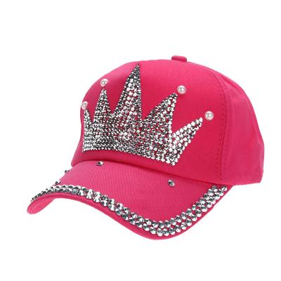 China COMMON Sports Hats Sun Summer Spring Back Bling Diamond Cap Swag Girl Snap Rhinestone Crown Hat Baseball Cap Women Adults Kids for sale