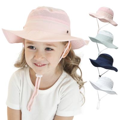 China Headwear 1-8 Years Fashion Cotton Blank Summer Rope Fishing Hats Kids Beach Bucket Hat For Kids Girl And Boy for sale