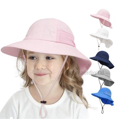 China Headwear 0-6 Years Spring Mesh Bucket Beach Hats Custom Width Brim Summer Head Beach Sun Hat Cap For Little Girl Kids Child for sale