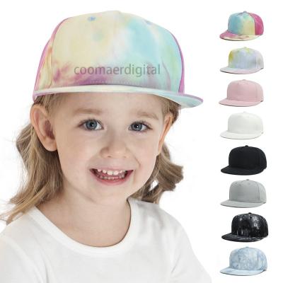 China 0-5 Years COMMON Fashion High Quality Rainbow Colorful Design Tie Dye Kids Girls Boys Baseball Trucker Hat for sale