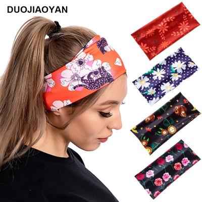 China Comfortable Wholesale Floral Stretchy Sports Hair Bands Yoga Headband Yoga Elastic Designer Headband for sale