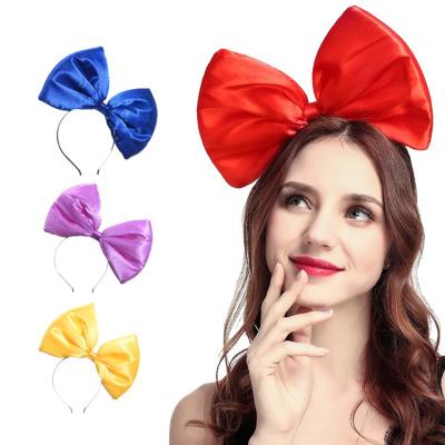 China Newest Comfortable Silk Bowknot Headband 2022 Large Checked Plaid Party Hair Accessories Girls Hair Circle for sale