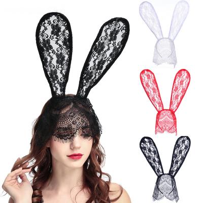 China Wholesale Comfortable Hair Accessories Lace Up Sexy Thin Ladies Headband Ladies Solid Color Rabbit Ears Black Halloween Headband for sale