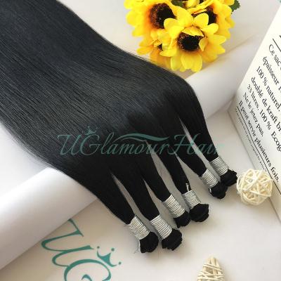 China Natural Appearance Wholesale shiny soft straight double drawn 100% natual hand-tied wefts for sale