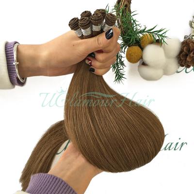 China Natural Appearance Unprocessed Cuticle Aligned 100% European Virgin Human Hair starter kit 99j Hand Tied Weft for sale