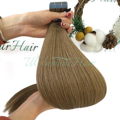 China Wholesale-Remy-Hair Natural Looking Straight Invisible Virgin Double Drawn Tape In Hair 100% Hair Extensions for sale