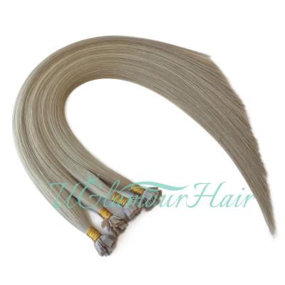 China Natural Looking Thick End All Color Machine Sewing Virgin Indian Hair Customized Free Sample Flat Tip for sale