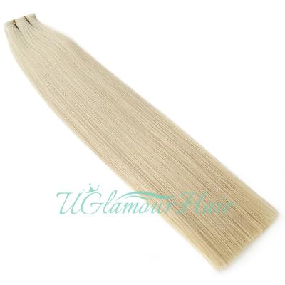 China Natural Looking Russian Hair Cuticle Aligned Remy Virgin Double Track Human Hair Flat Weft Extensions for sale