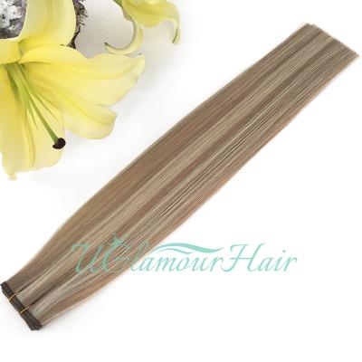 China 100% Natural Hot Selling Virgin Hair Extensions Seamless Weft Flat Appearance Flat Weft Human Hair Double Drawn Invisible for sale