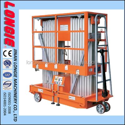 China Hydraulic Aerial Work Platform LISJL0.2-12 Emergency Drop Valve 200kg Capacity Te koop