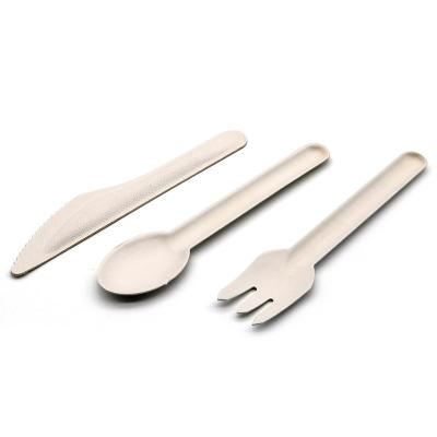 China Compostable Biodegradable Within 90 Day Compostable Sugarcane Bagasse Forks Spoons Disposable Spoon Set Cutlery Set for sale