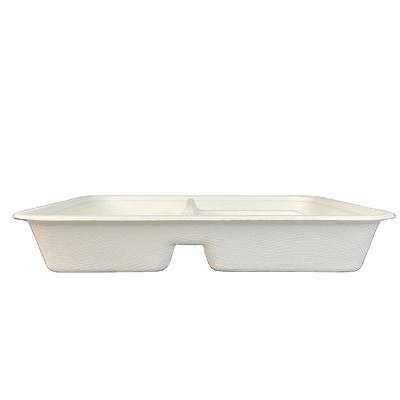 China Disposable Disposable Biodegradable Food Serving Tray Sugarcane Bagasse Paper 3 Compartment Trays for sale